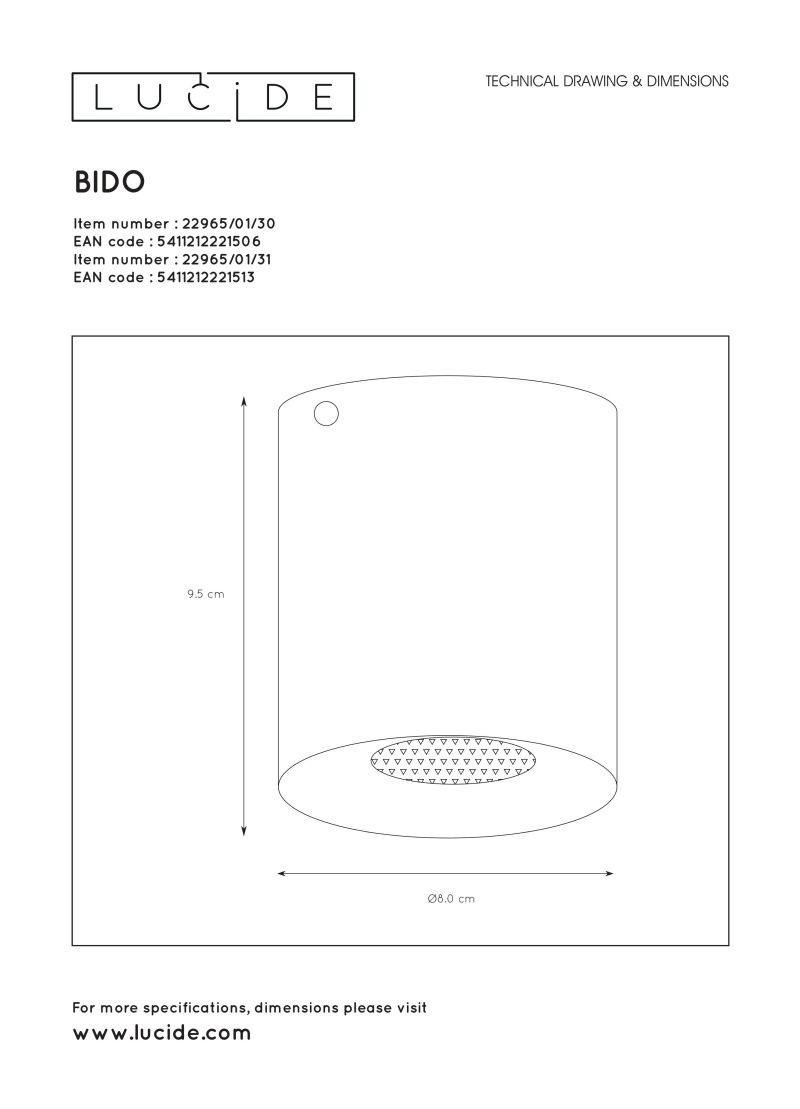 BIDO Ceiling spotlight Round 1xGU10/50W White